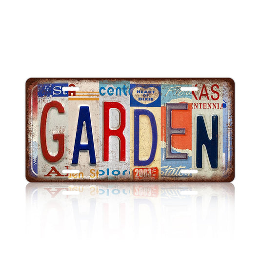Vintage Garden Metal Tin Sign License Plate Wall Decor 12 x 6 Inches