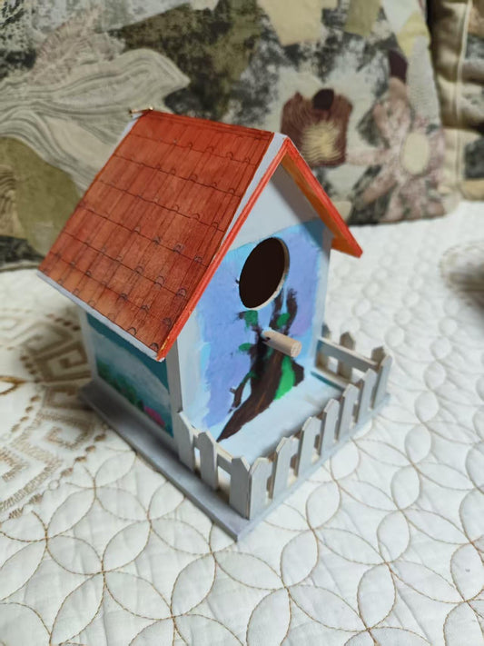 Berfutall - DIY Wooden Bird House & Feeder for Outdoors, Hanging Birdhouse for Cardinals, Bluebirds & More (Cottage Style) (Beige, B)