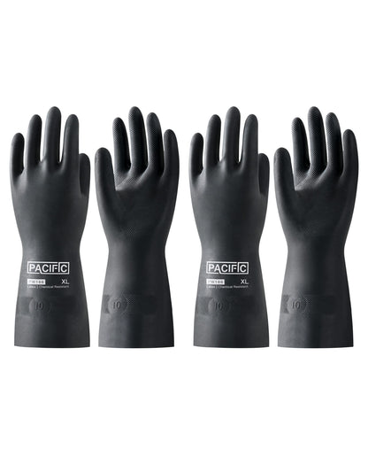 PACIFIC PPE 2 Pairs Chemical Resistant Gloves, Heavy Duty Industrial Rubber Gloves, Resist Acid, Alkali and Oil, 12.6", X-Large