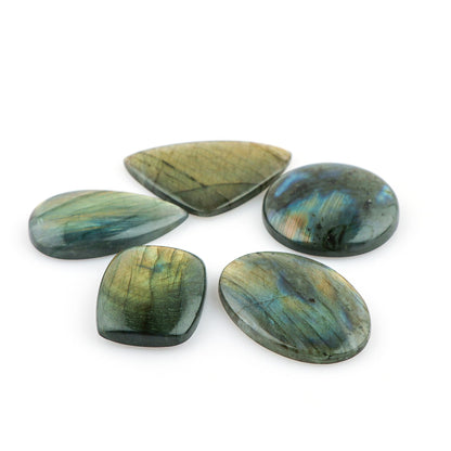 CRYSTALIS Big 5pcs, 25-30+mm, Natural Labradorite Mix Shape Loose Gemstone Wholesale Bulk Cabochons Jewelry Making Supply, Chakra Healing Polished Stones, Wire Wrapping, DIY, Gem Collection