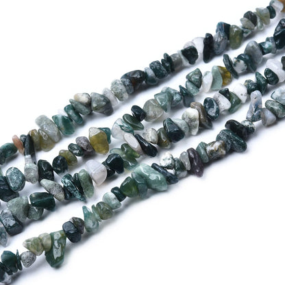 Natural Chip Stone Beads 450pcs Moss Agate Chips 5-8mm Genuine Real Irregular Healing Crystal Rocks Hole Drilled DIY Loose Gemstone Beads for Jewelry Making Bracelet Earrings Necklace Crafting