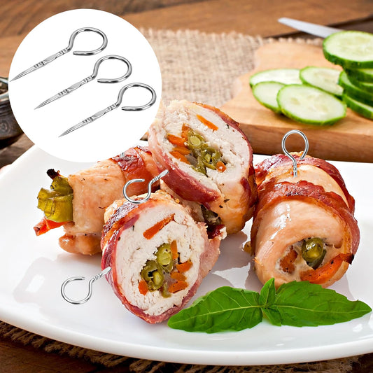 50 Stainless Steel Grill Pins Reusable Metal Round BBQ Skewer Stainless Steel Food Steak Skewe Mini Short BBQ Accessories Connecting Fruits & MeatI for Baking Camping Family Gatherings
