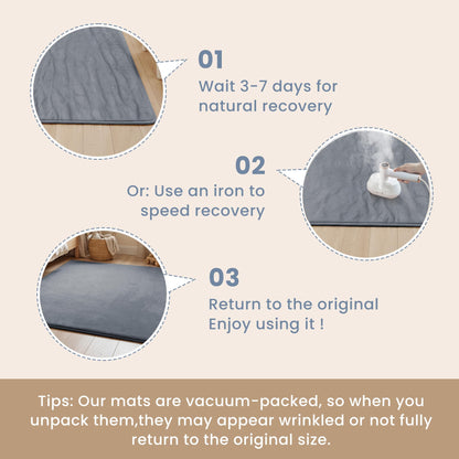 ACOMOPACK 1.3" Thick Baby Play Mat for Floor 50x50"-Memory Foam Water-Repellent Playpen Mat for Tummy Time,Non-Slip Soft Velvet Nursery Rug for Kids,Toddlers,Infants Crawling（Grey）