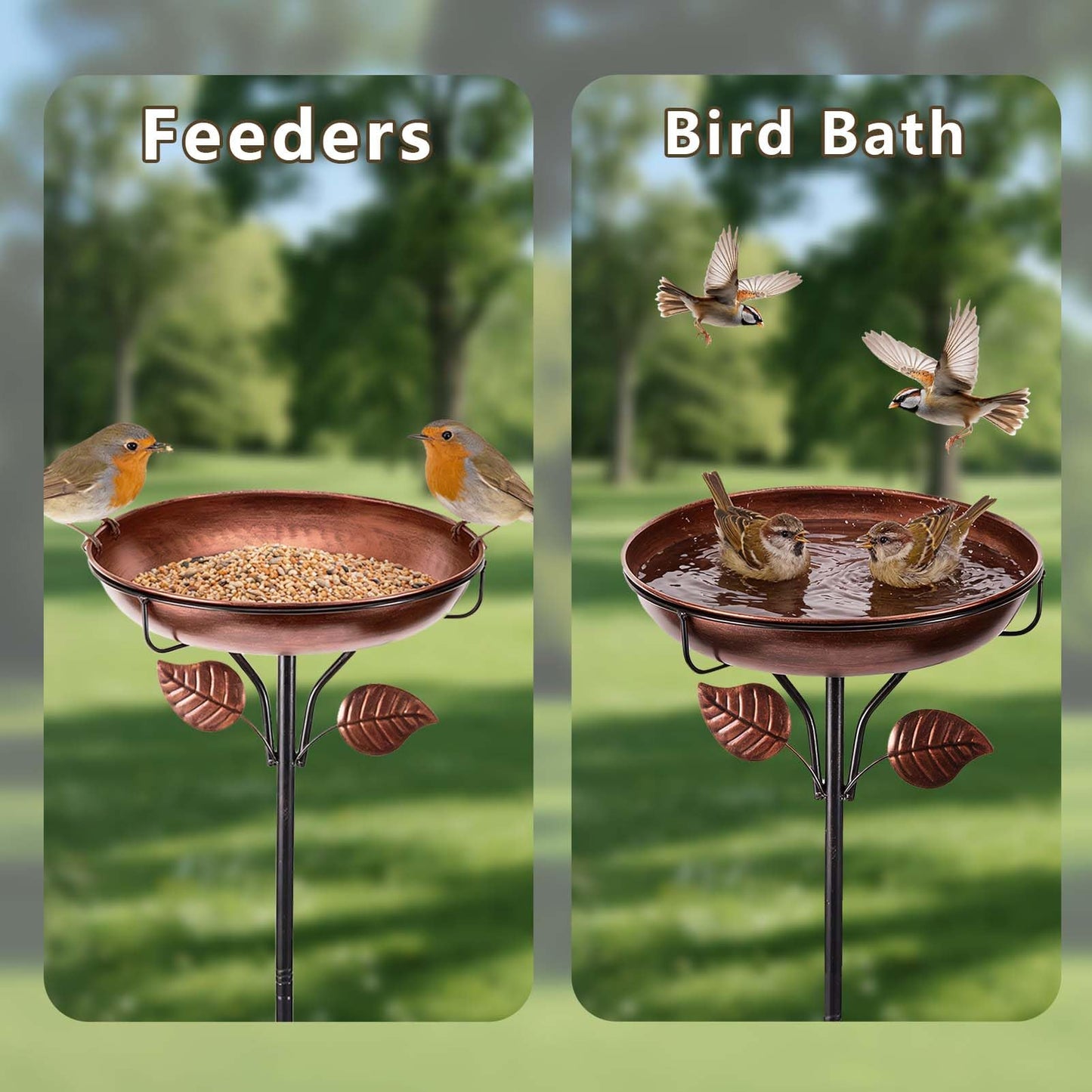 WITELIDA Metal Bird Bath for Outdoors, Weatherproof Detachable Bird Bath, Retro Bronze Garden Decor, 40 Inches Tall,Reinforced Bracket，Suitable for Gardens, Backyards, Patios, and Flower Beds
