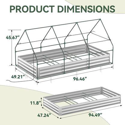 Lineware Raised Garden Bed with Self-Watering System, 8x4x1 ft Elevated Planter Boxes Outdoor with PE Cover, Galvanized Raised Beds for Gardening,Vegetables,Flowers, Backyard, Patio