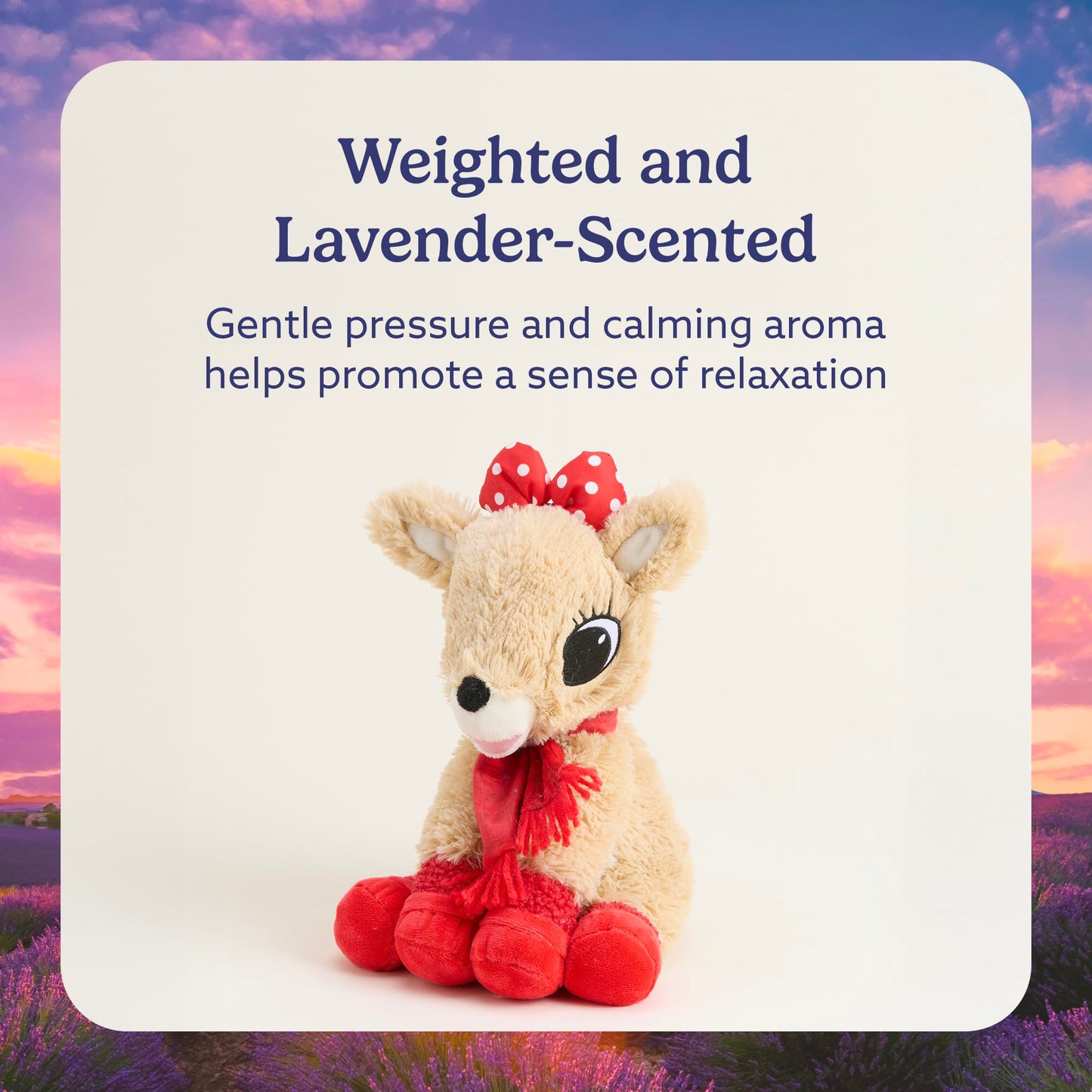 warmies Microwavable & Weighted Stuffed Animals, Clarice with Scarf - Heated Stuffed Animal Plushie for Warmth & Comfort - Christmas Winter Soft Plush Toys for Children (Boys, Girls, Babies & Toddler)