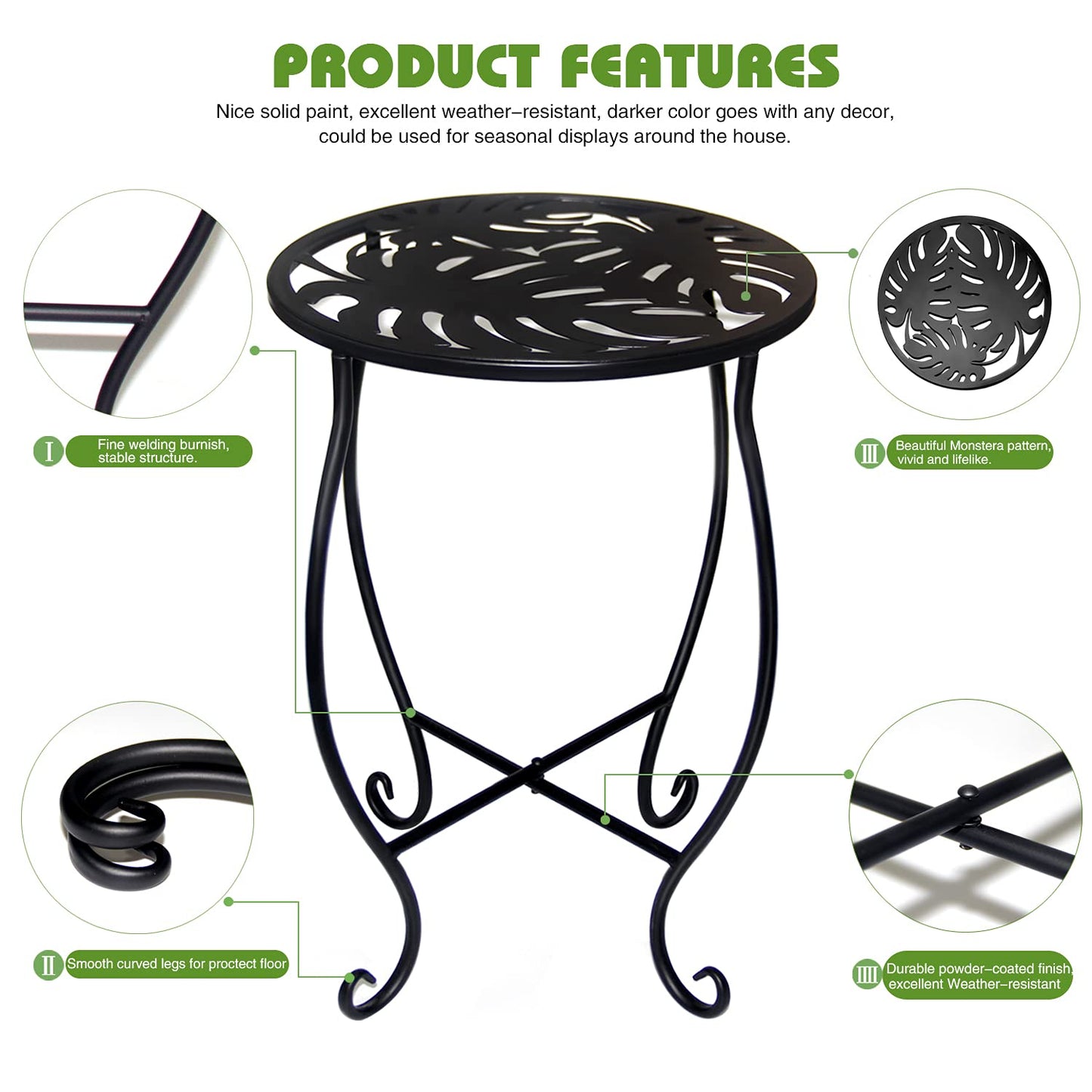 Aonagi 15" Tall Metal Plant Stand, 8" Wide Round Plant Stand for Flower Pot Rustproof Iron Plant Holder for Indoor Outdoor Use, Easy Assemble Flower Stand for Home Garden Display Greenery (Round 2pcs)