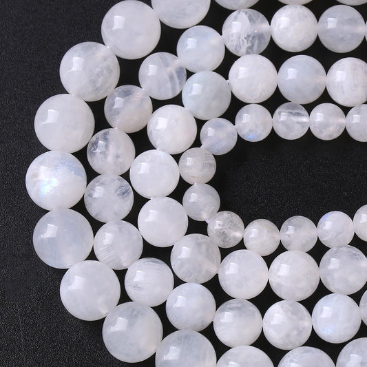 86pcs 4mm Natural Moonstone Gemstone Spacer Beads for Craft Jewelry Making DIY Bracelet