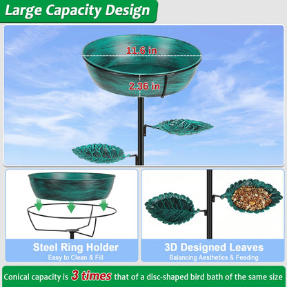 Olpchee Metal Bird Bath for Outdoor - Garden Bird Bath with Removable Bowl Heavy-Duty Base, Winter Birdbath Feeder Rust-Proof Birdbaths for Garden Yard Lawn Decor, Easy to Install(Green)