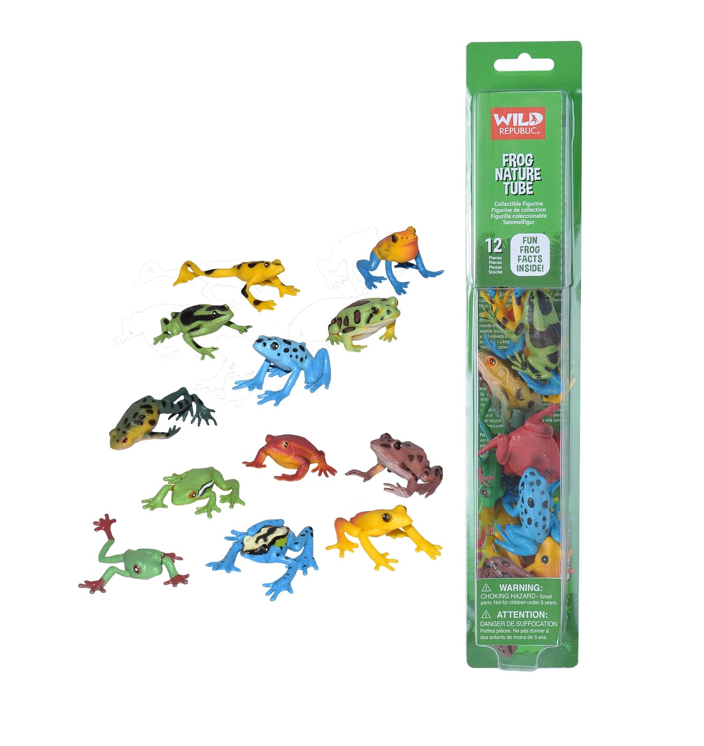 Wild Republic Frog Nature Tube, Amphibian Figures, Frog Toys, Educational Toys for Kids, 12-Piece
