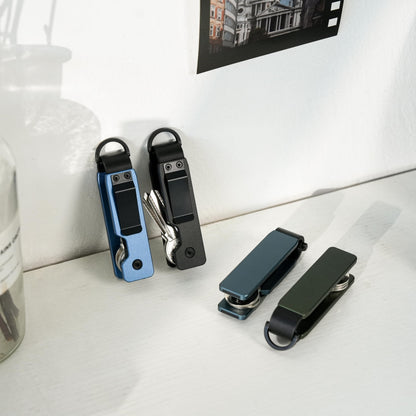 TUXON Key Organizer For Men - Compact Metal Key Holder | Minimalist Innovative Keyholder | Smart Keychain Secures 1-5 Keys (BLUE)