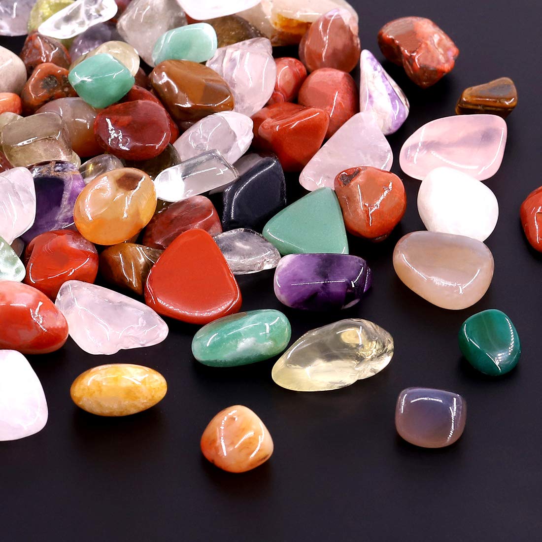 Hilitchi 1lb Bulk Large Natural Tumbled Polished Brazilian Stones Gemstone Healing Crystals Quartz for Wicca, Reiki, and Energy Crystal Healing (Big Assorted Stones About 1lb/450g/16oz/Bag)