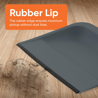 Superio Clip-On Dustpan with Rubber Lip - 10-inch Wide Durable Plastic Dust Pan with Comfort Grip Handle, 2-Pack (Grey)
