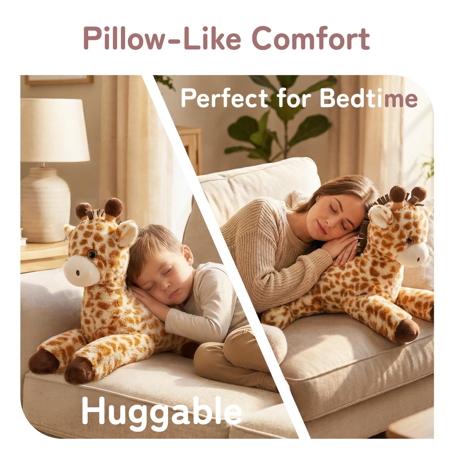 Niuniu Daddy Weighted Giraffe Stuffed Animal for Kids & Adults, 20 Inch 3.3lb Large Plush Toy with Soft Fur, Weighted Plushies Pillow for Sensory Calm, Huggable Gift for Everyday Comfort