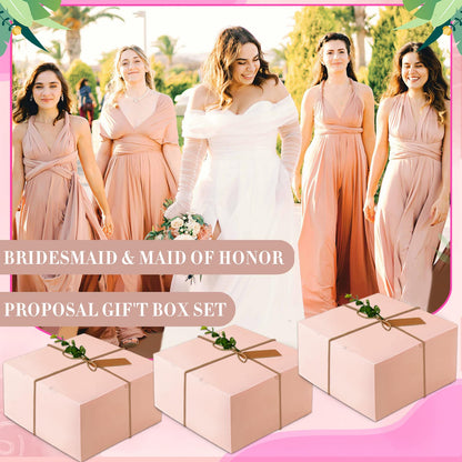 49pcs Bridesmaid Gifts Set Of 4 Pink， Maid of Honor Proposal Box Gift,Scented Candle Salt Ball Makeup Bag Rectangular Hair Clip Bridesmaids Scrunchies Knot Bracelet Bridal Shower Wedding Party