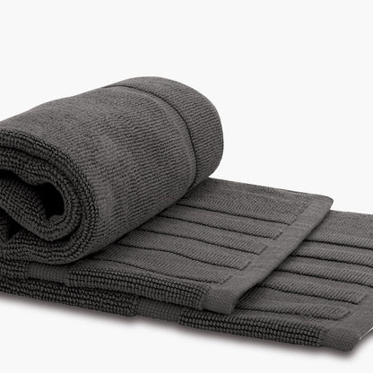 White Classic Luxury Bath Mat Floor Towel Set - Absorbent Cotton Hotel Spa Shower/Bathtub Mats [Not a Bathroom Rug] 22"x34" | 2 Pack | Charcoal