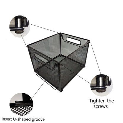 SETTFRFE Letter Size Metal Mesh Hanging File Folder Organizer Crate Basket, Black