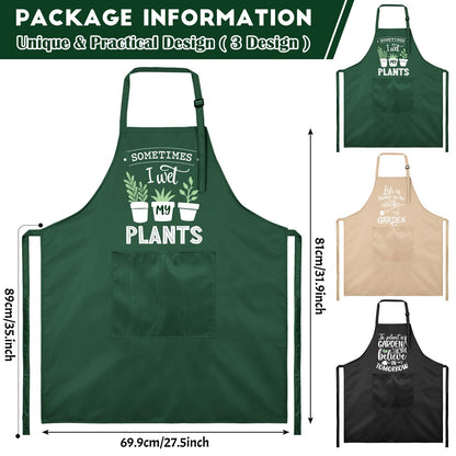 Breathffy 3 Pcs Funny Gardening Aprons for Women Waterproof Garden Apron with Pockets Floral Aprons for Gardener Plant Lover Gifts for Mom Grandma Wife Mother's Day Birthday Housewarming