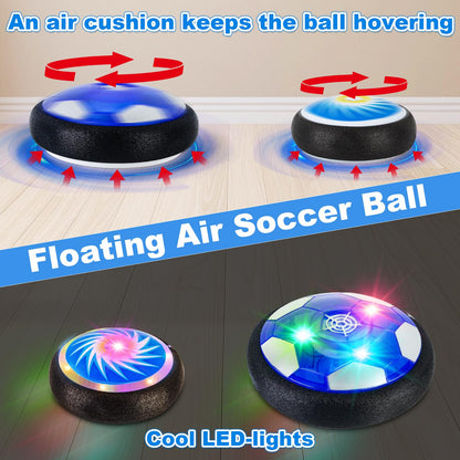 NEUBSAW 4-in-1 Hover Soccer Ball Hockey & Bowling Set, LED Air Floating Sports Toy for Indoor Outdoor Play for Kids Ages 3-12, Birthday for Boys Girls Toddlers