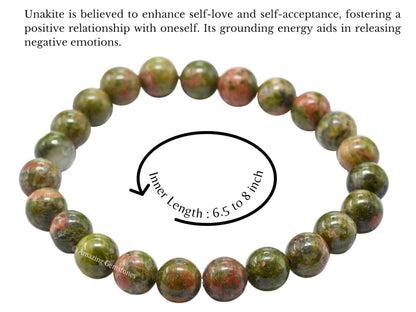 Amazing Gemstone Crystal Bracelet for Women Men's Gifts - Protection Healing Crystal Bracelet - 8mm Gemstone Beaded Stretchable Bracelet Pulseras Para Hombres Mujer Stocking Stuffers Mothers Day Gift (Unakite)