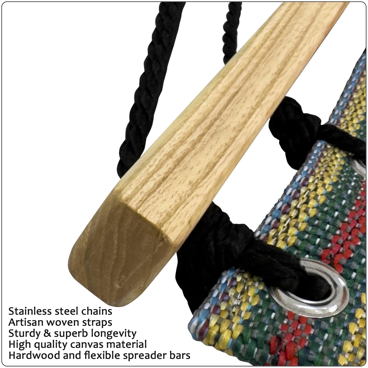 Tranquillo Double Hammock 2 Persons Cotton Canvas 600 lbs Portable Camping Hammock with Solid Curved Wood Spreader Bar Hammock for Camping Travel Indoor Patio Garden, Sage