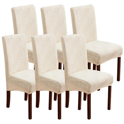 YUEANG Dining Chair Covers, Chair Covers for Dining Room Stretch Parsons Chair Slipcover, for Dining Room Kitchen Chair Protector Cover, Removable, Washable (Beige, 6 Pack)
