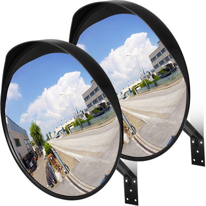 Maitys 2 Pcs Convex Mirror Acrylic Safety Security Corner Mirror Adjustable Wide View with Bracket for Garage Blind Warehouse(24 Inch)