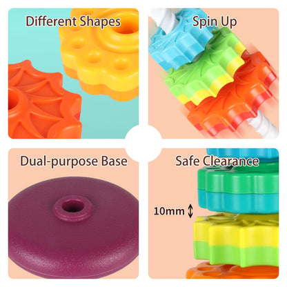 GKKBSJ Spinning Stacking Toys for Toddlers 1-3, Ring Stacker for Babies 0-6-12-18 Months, Spinner for Infants, Montessori Autism Sensory Toys, 1 2 3 Year Old Girl Boy Christmas Birthday Gifts