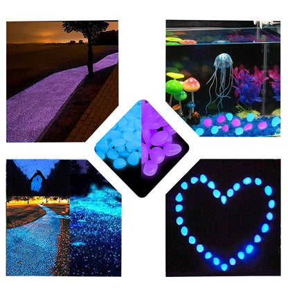 340PCS Glow Stone Glowing in The Dark Pebbles Outdoor Decor Fish Tank Gravel Rocks Decoration (Pink in Daytime, Purple in The Dark)
