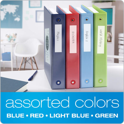 Cardinal 3 Ring Binders Economy Pack, 4 Sets of Binder Dividers, Durable 1.5 Inch, Holds 350 Sheets, ClearVue, Non-Stick, Assorted Colors, 4 Pack