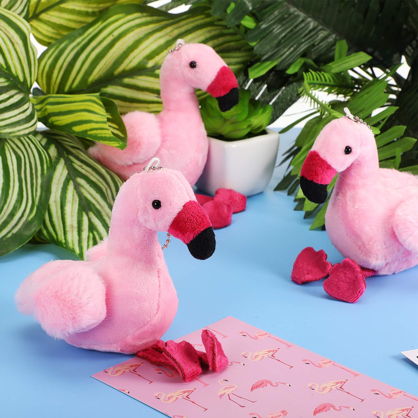 Skylety 6 Pieces Mini Flamingo Stuffed Animal Plush Toys 5 Inch Flamingo Party Favors Graduation Gift Hanging Ornaments Keychain Decorations for Women Birthday(Rose Red)
