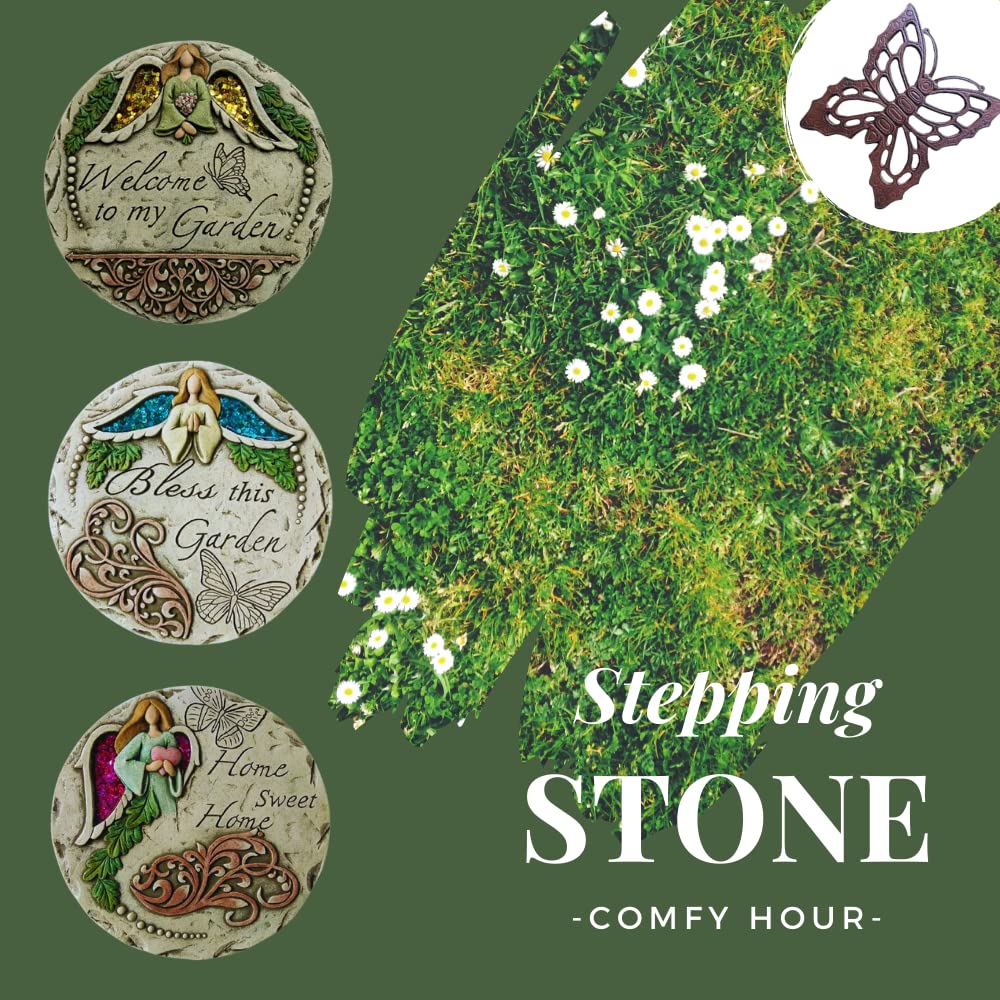 Comfy Hour 10 Inch Heart Shaped Cast Iron Garden Stepping Stone, Heavy Duty Decorative Metal Paver for Outdoor Walkway, Lawn & Yard Art Decor, Weatherproof Rustic Path Stone, Brown,
