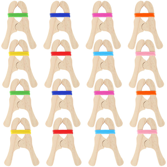 Norcoin 16 Pack Wooden Blanket Fort Clips with Silicone Bands Wood Play Clips for Kids Fort Building Kit for Creative Play Crafts and Classroom Activities