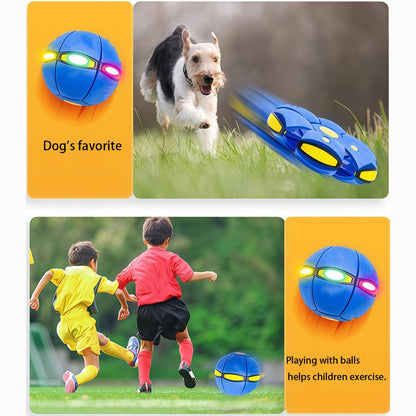 Magic Ball, Flying Saucer Bouncy Ball - Two Modes to Switch Freely, 6 LED Lights, Parent-Child Interaction, Indoor and Outdoor Holiday Games (Green + Blue + Purple + Red)