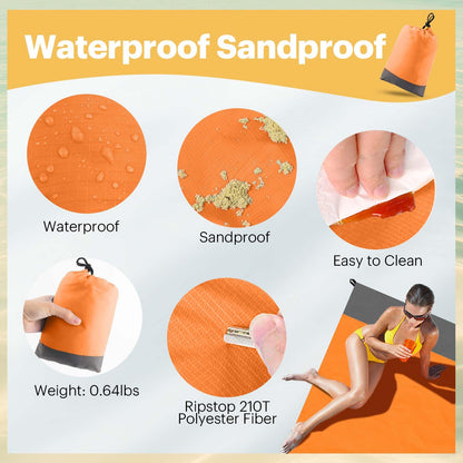 EASYFUN Beach Blanket Sandproof Oversized, 79''×83'' Extra Large Beach Mat, Portable Picnic Mat for Travel Camping Hiking, Lightweight Beach Essentials Family Water Resistant Mat Nylon 210T