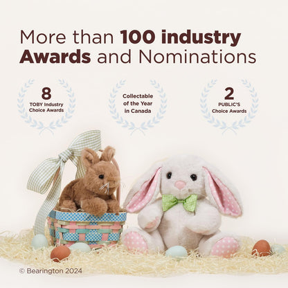 Bearington Boomer Easter Bunny Stuffed Animal - 10.5" Premium Soft Plush Easter Stuffed Animals for Everyday Cuddles and Playtime - Adorable Bunny Rabbit Plush Gift for Babies, Toddlers, and Kids