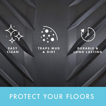 CLIMATEX Indoor/Outdoor Rubber Runner Mat, Door Mat For Floor Protection, 27" X 10', Black (9A-110-27C-10)