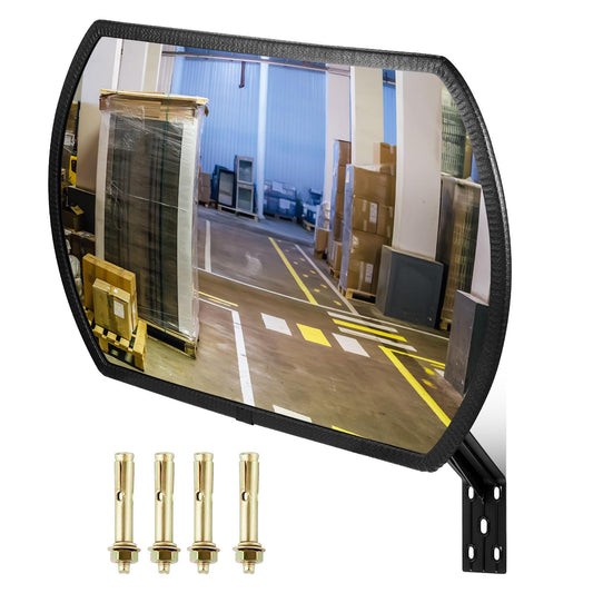 Geetery 1 Pcs 18" X 12" Garage Mirror Convex Security Outdoor Indoor Round Rectangular Acrylic Traffic Mirror Corner Blindspot for Wall Parking with Protective Film for Driveway