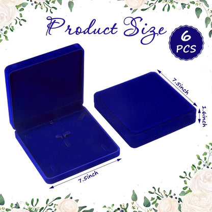 Yinkin 6 Pcs Velvet Jewelry Set Box Jewelry Display Case Earring Ring Bracelet Necklace Gift Box Pearl Necklace Storage Case for Mother's Day Wedding Travel Anniversary(Royalblue)