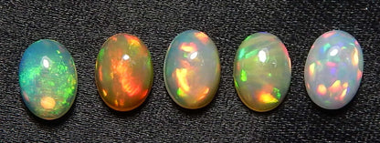 Myhealingworld Natural Ethiopian Opal 5x7mm oval cabochon AAA quality loose calibrated gemstones for jewelry making oval 5x7mm - 5 stones