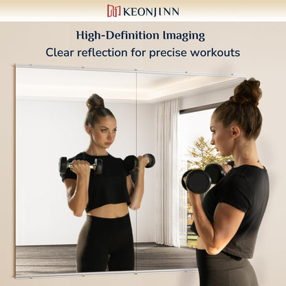 Keonjinn Home Gym Mirror, 60" x 36" Workout Mirrors for Home Gym, Frameless Tempered Glass, Full Body Wall Mirrors for Fitness Exercise, Yoga Room, Dance Studio, Garage