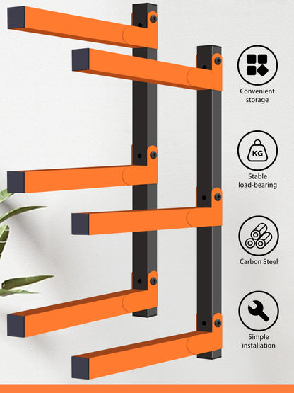 Caliee lumber Storage Rack Wall Mount, Heavy Duty Wood Storage Racks With 6-Level System Holds Up to 1400 lbs, Garage Shelf Wall Mount, Basement, Workshop, Rustproof & Space-Saving Design (4)