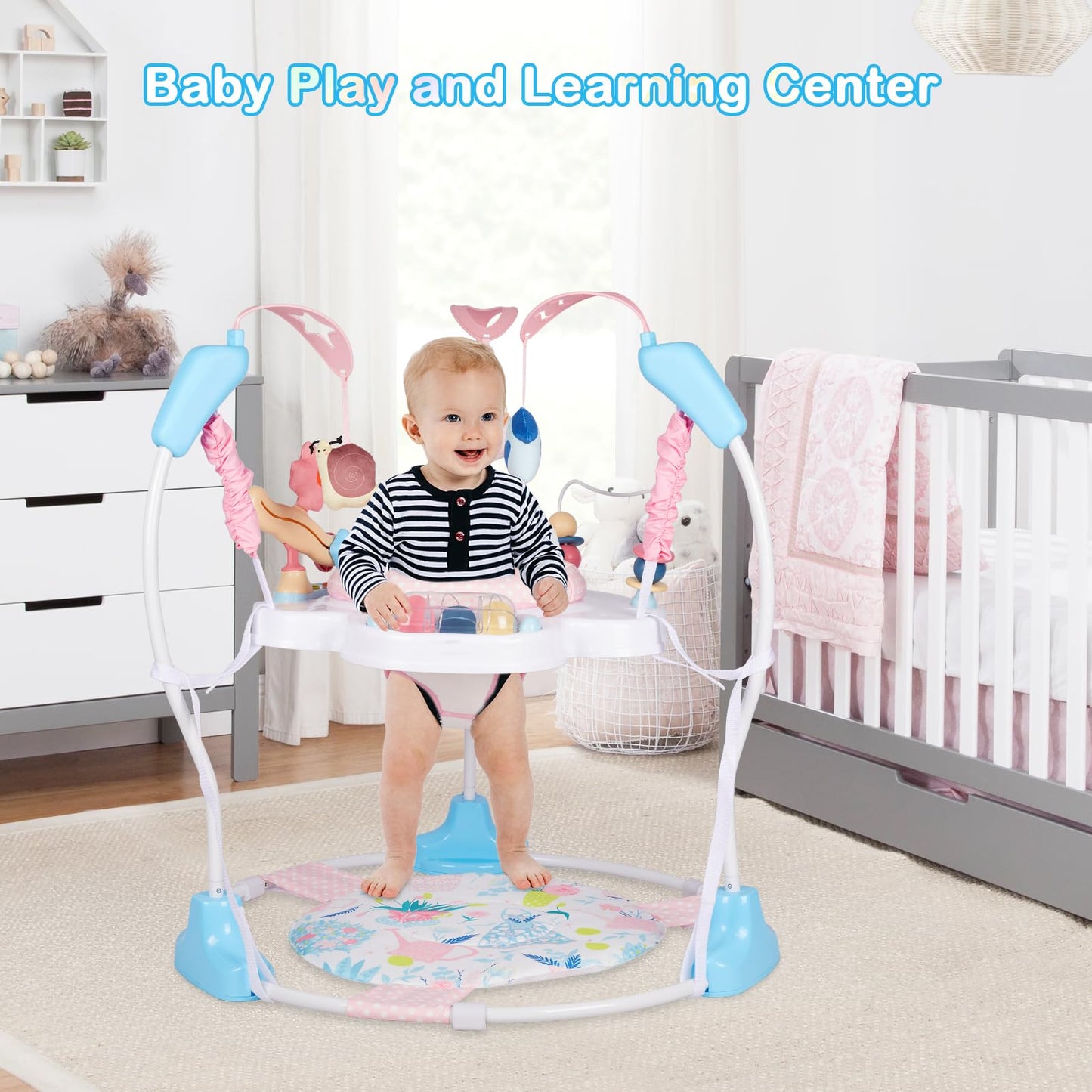 Otrolepota Baby Activity Center, Infant Jumpers and Bouncers with Music, Lights, Infant Toys, 360°Rotating Seat, 3 Adjustable Heights, Baby Play and Learning Center for 6+ Months