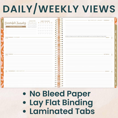 bloom daily planners 2026 Planner (January to December) - 8.5” x 11” Weekly & Monthly Dated Agenda Organizer Book with Stickers & Tabs - Flexible Soft Cover - Moments of Grace