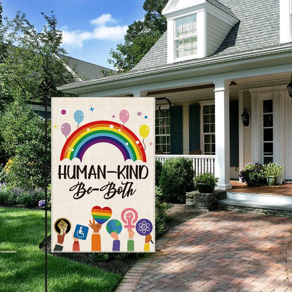 Hague Humankind Be Both Welcome Garden Flag, Be Kind Flag Yard Farmhouse Decorations, Ally Disability Equality Indigenous People Garden House Flag Home Yard Lawn Decorations