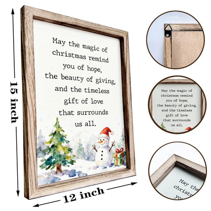 Christmas Decor, Inspirational Christmas Quote Wood Sign, Snowman Decors, Xmas Tree Home Party Decor, Wall Decors Art, Xmas Gift for Women Men, Framed Wall Plaque Sign 38 * 29 inches