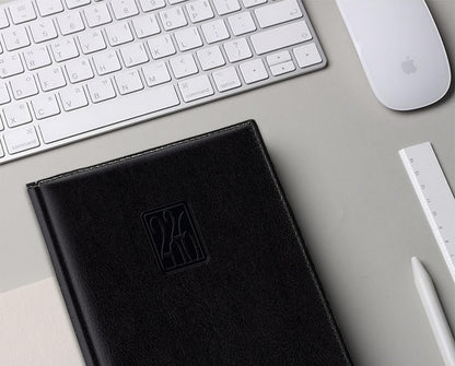 Leather Executive Daily Planner 2026 – A5-Compatible (8.3 x 5.9 in), One Page per Day Hourly Business Agenda, 416 Pages, Monthly Tabs, Hardcover – Made in Italy (BLACK 2026)