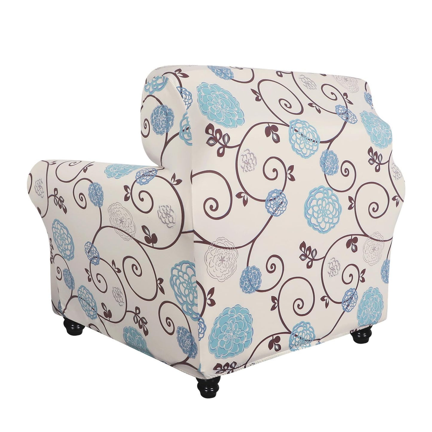 SearchI Stretch Sofa Cover Printed Couch Covers, Floral Pattern 2 Piece Armchair Slipcover with Separate Chair Cushion Cover, Washable Furniture Protector for Living Room(Armchair, Ball Flower)