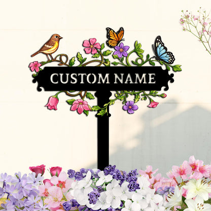 Personalized Garden Sign, Custom Garden Decor for Outside Patio Entryway, Large Rustic Metal Yard Stake Sign, Outdoor Yard Decoration, Gardening Gifts for Women Grandma Plant Lovers Housewarming