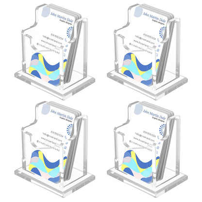 zisiueel 4 Packs Acrylic Business Cards Holders for Desk, Vertical Clear Busines Name Card Display Stand, Desk Accessory Business Name Card Organizer (Vertical, 1-Slot)